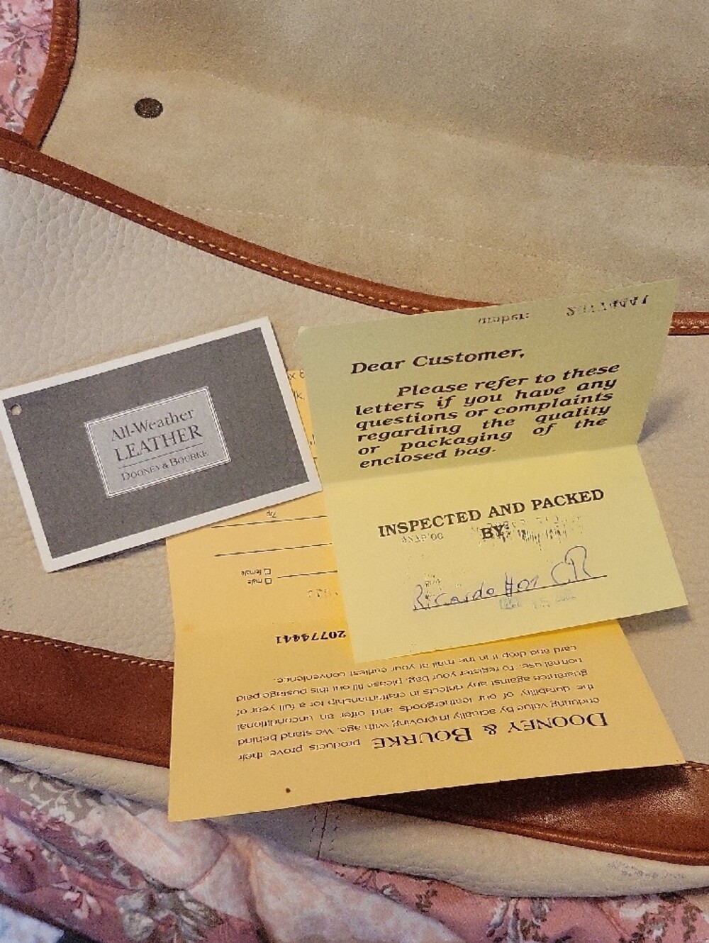 Dooney & Bourke Cream and Tan Leather Flap Crossbody - Picture 10 of 14